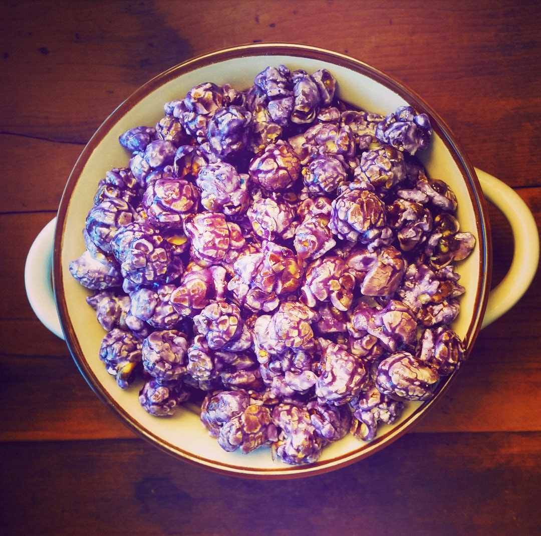 50 cups Purple Candied Coated Popcorn Custom Flavor Bulk