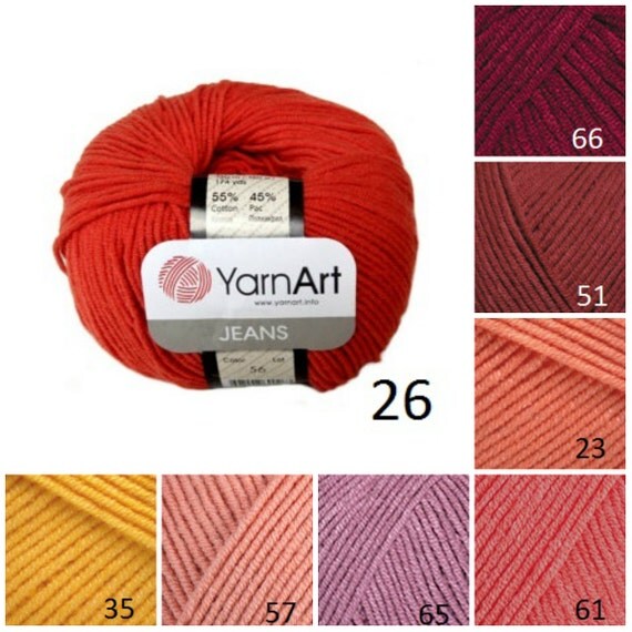YarnArt JEANS red orange yellow pattern yarn cotton yarn