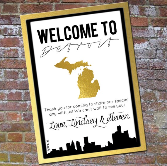 ... Gift Bag Tag Printable 5x7 Faux Gold Detroit Michigan, New York City