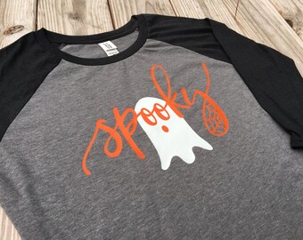 Adult Halloween Shirts for women, Halloween tshirt, Halloween Raglan Tee, Haloween Costume, Spooky, Glow in the Dark, Fall shirts, Plus Size