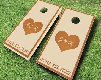 Custom Wedding Tree Carved Cornhole Set With Bags Wedding