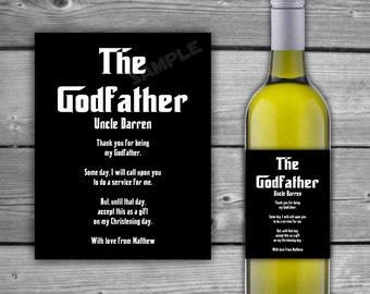 PRINTABLE - Personalized Godfather Wine Label - Custom Wine Label - Baby Thank You For Being My Godfather - DIGITAL - Wine Label - 0084