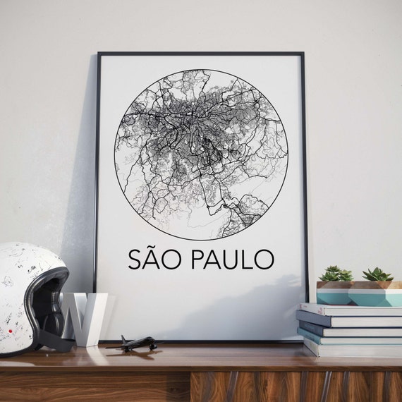 Sao Paulo, Brazil Minimalist City Map Print