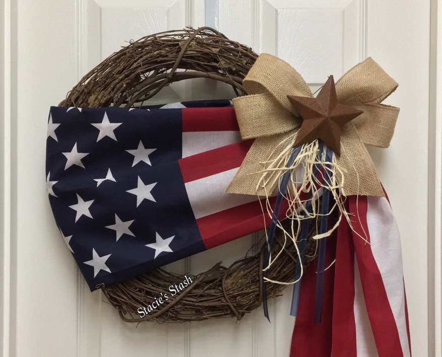 Patriotic Wreath Flag Wreath American Flag Wreath Memorial