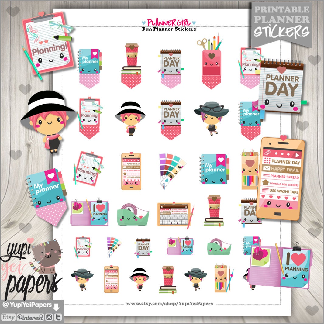 Planner Girl Stickers Planner Stickers Printable by YupiYeiPapers