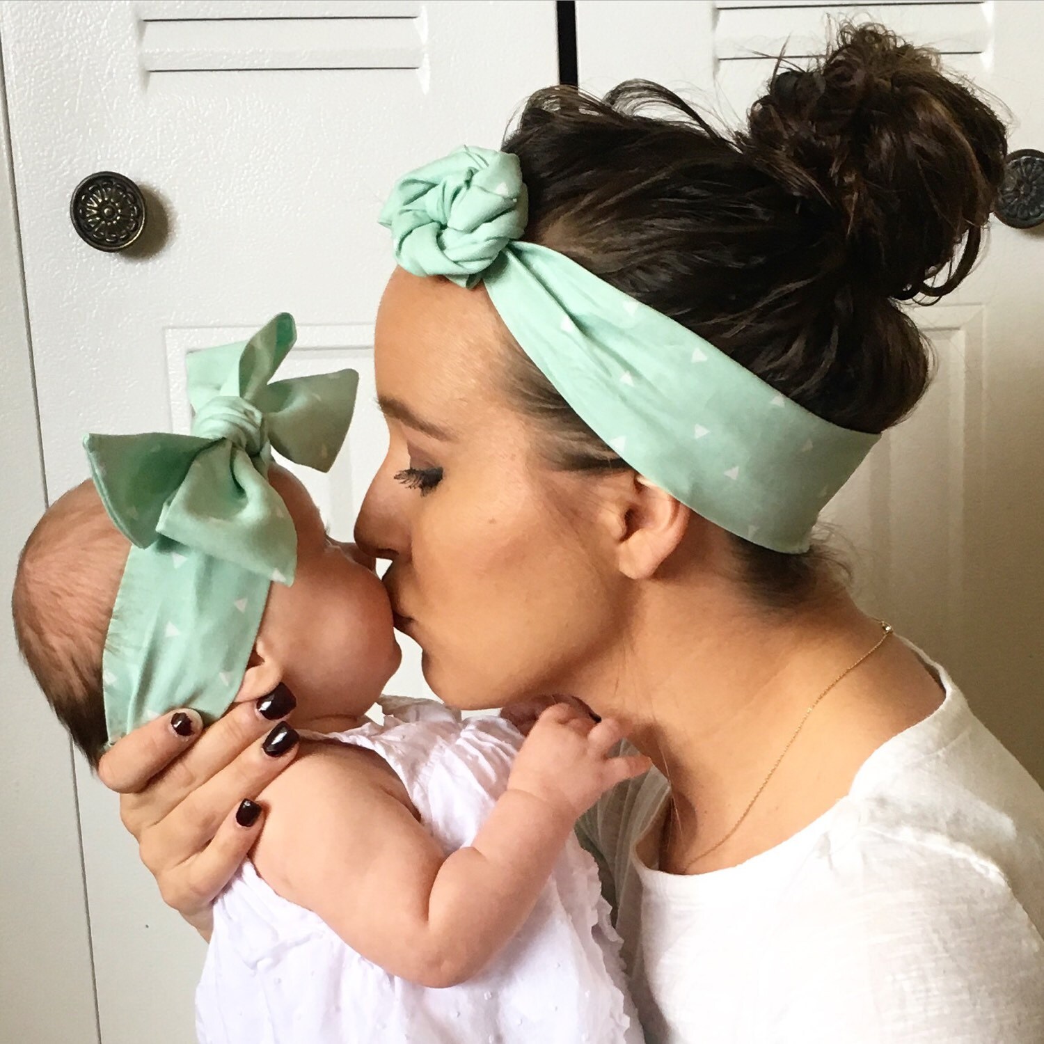 Mommy and me hair accessories headwrap bow Teal