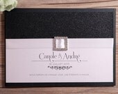 Glitter Wedding Invitation, Glitter Wedding Invitations, Glitter Invitation, Glitter Invitations, Black Glitter Invitation, Black Glitter