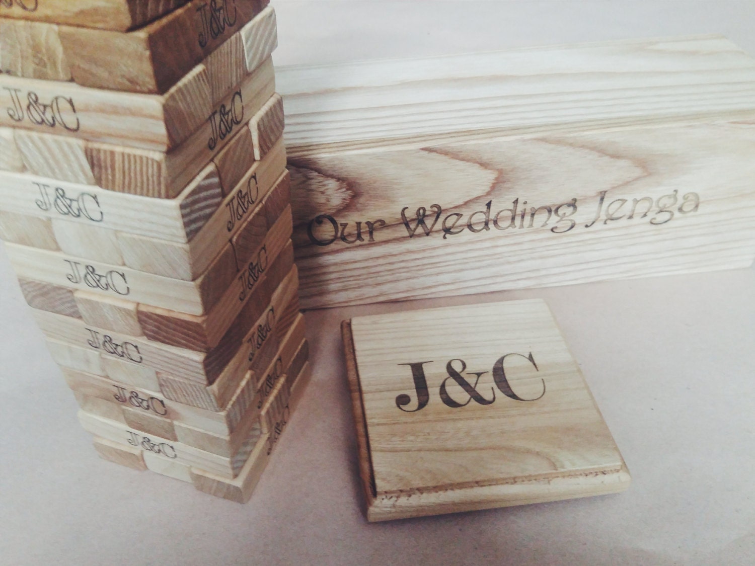 Personalized Wedding guestbook jenga game Bride and groom gift