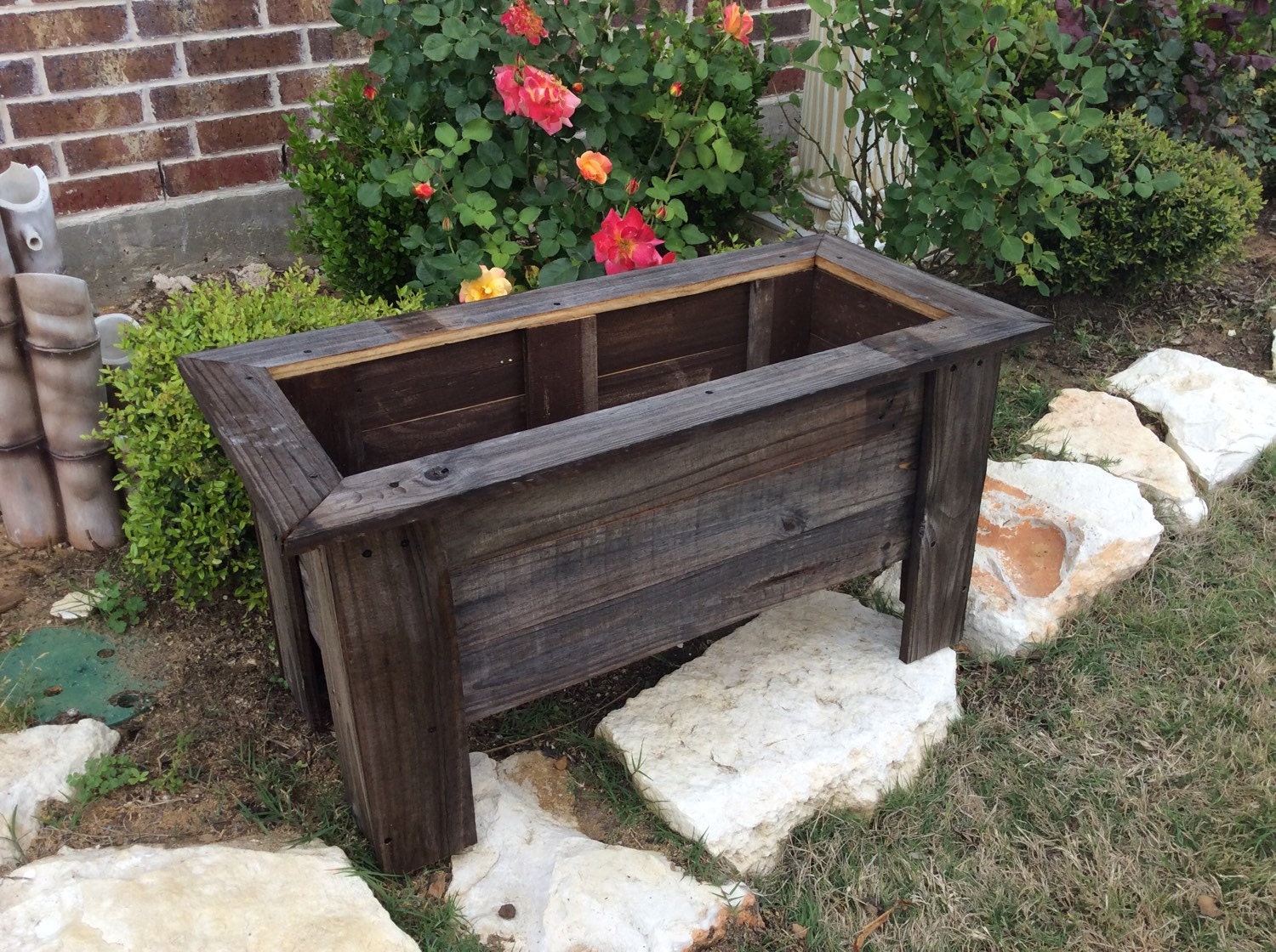 Rustic wood planter box