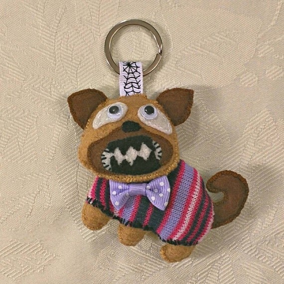 Items similar to Brown Dog Keychain, Felt Keychain Charm, Cute Felt