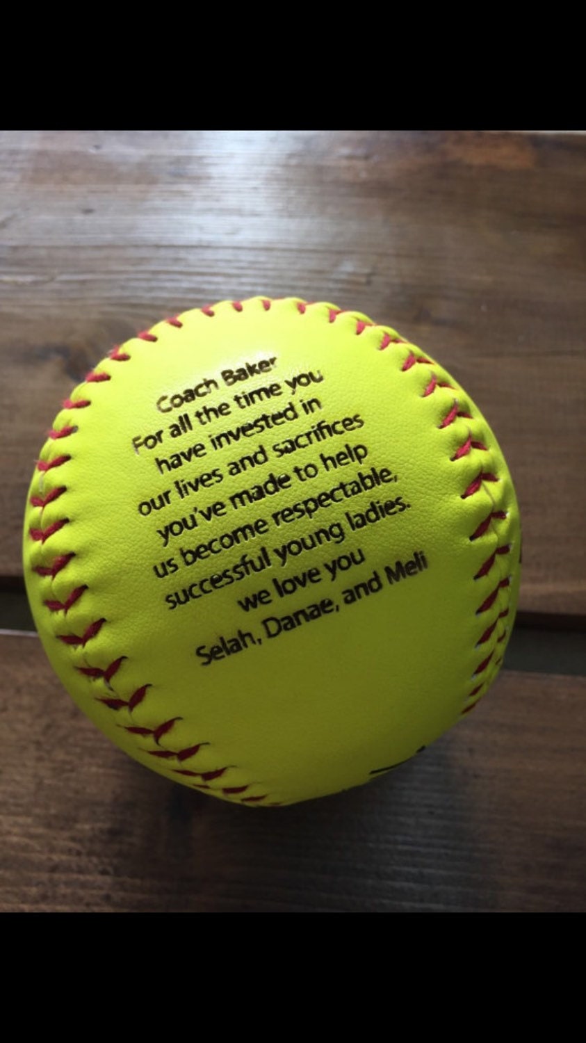 Engraved Softball Custom Message Softball Baseball Coach
