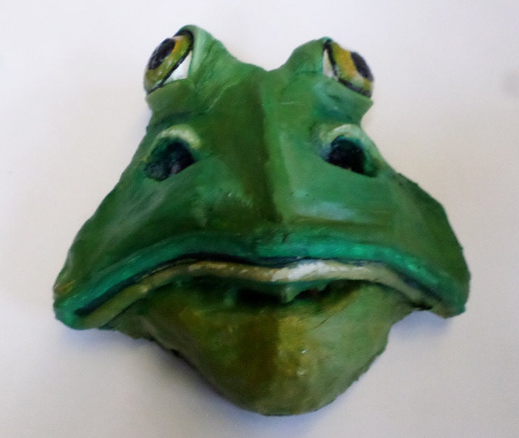 Frog Mask wearable paper mache hand sculpted by ArtisanMasks