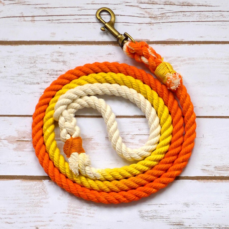 Hand Dyed Orange / Yellow organic rope lead by BarleyandBayley