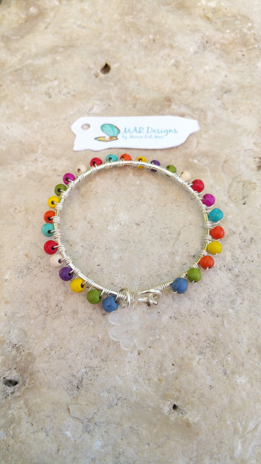 6 Non tarnish Silver Wire Wrapped Gril Bracelet.