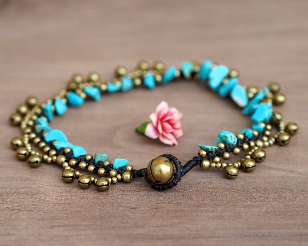 Hippie Jewelry // Hippie Anklet // Turquoise Anklet // Jingle