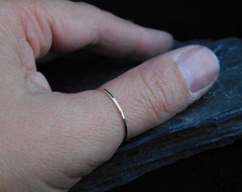 Super skinny thumb ring, sterling silver or 14k gold filled, hammered, 20 gauge. Skinny ring, thin ring, stacking ring.
