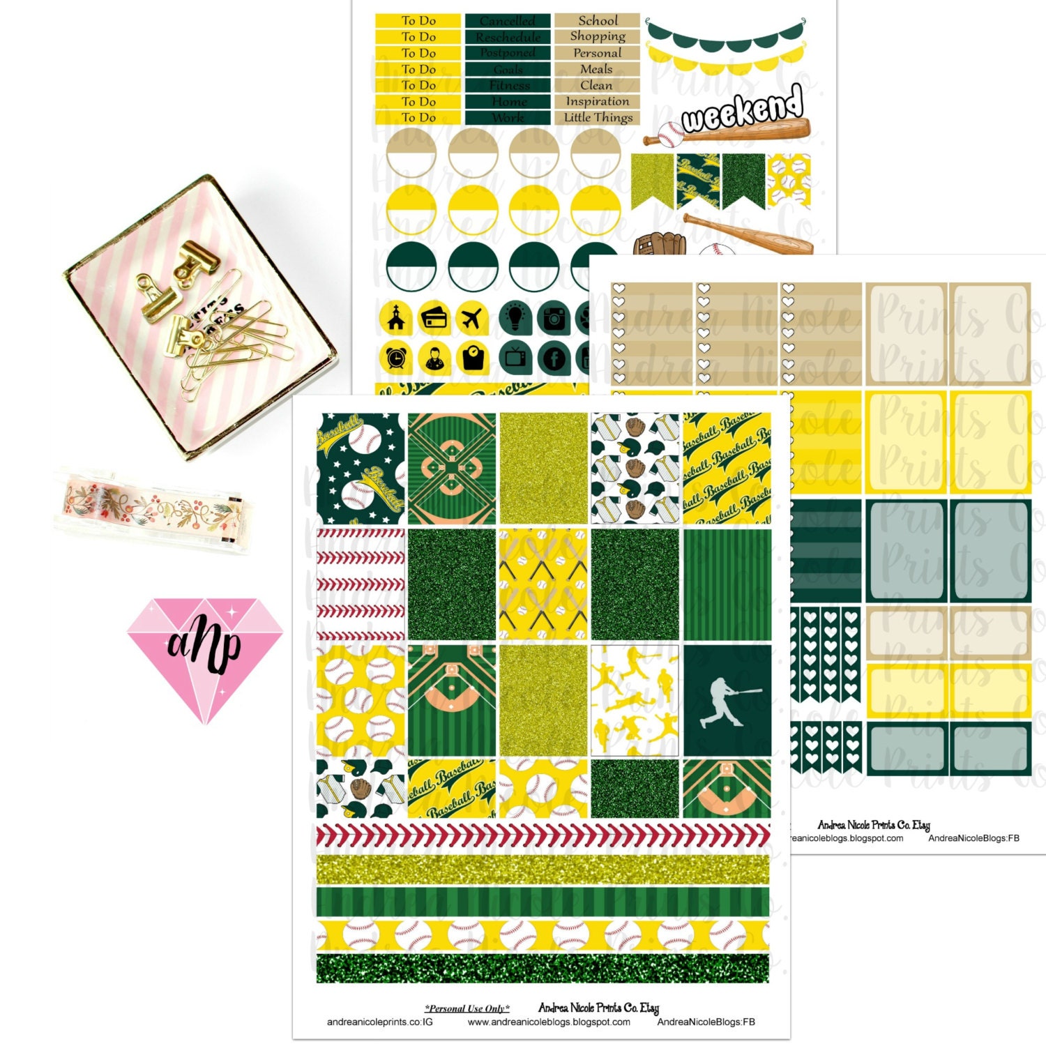 diy print cut baseball planner stickers by