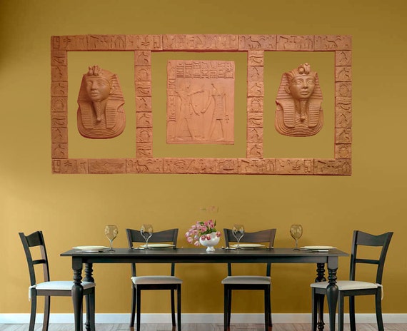 Items similar to 193cm SALE - Egyptian Statues - Egyptian Wall Art - Wall Art Panels - Egyptiand ...