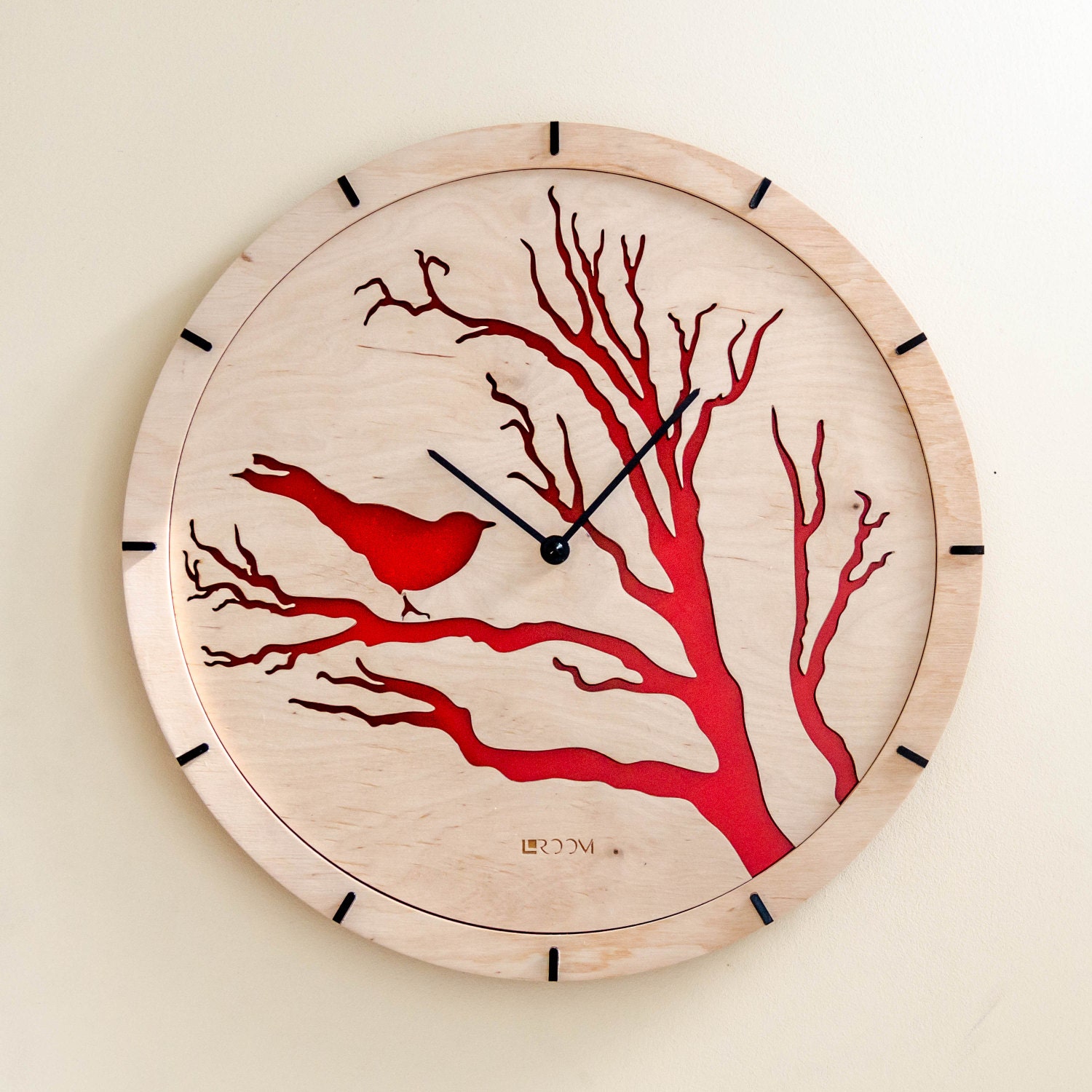 Modern Wall Clock Bird blue Large Wall Clock