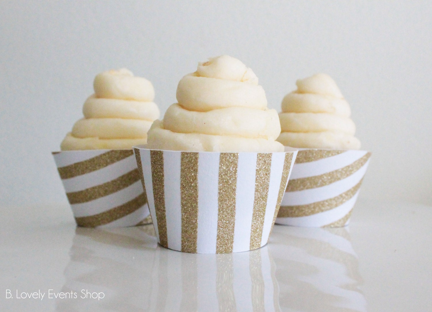 NEW Gold Glitter Stripe Cupcake Wrappers Gold Cupcake