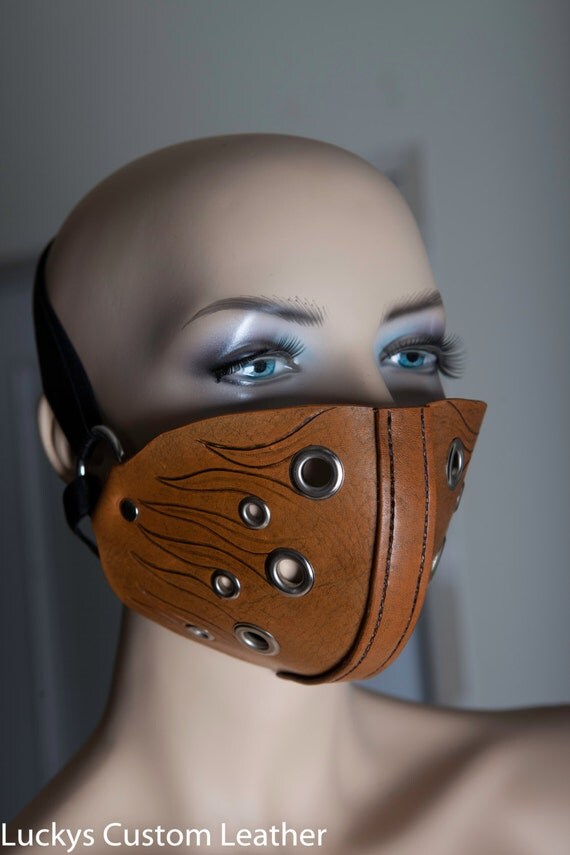 Motorcycle face mask Carved leather mask Custom design