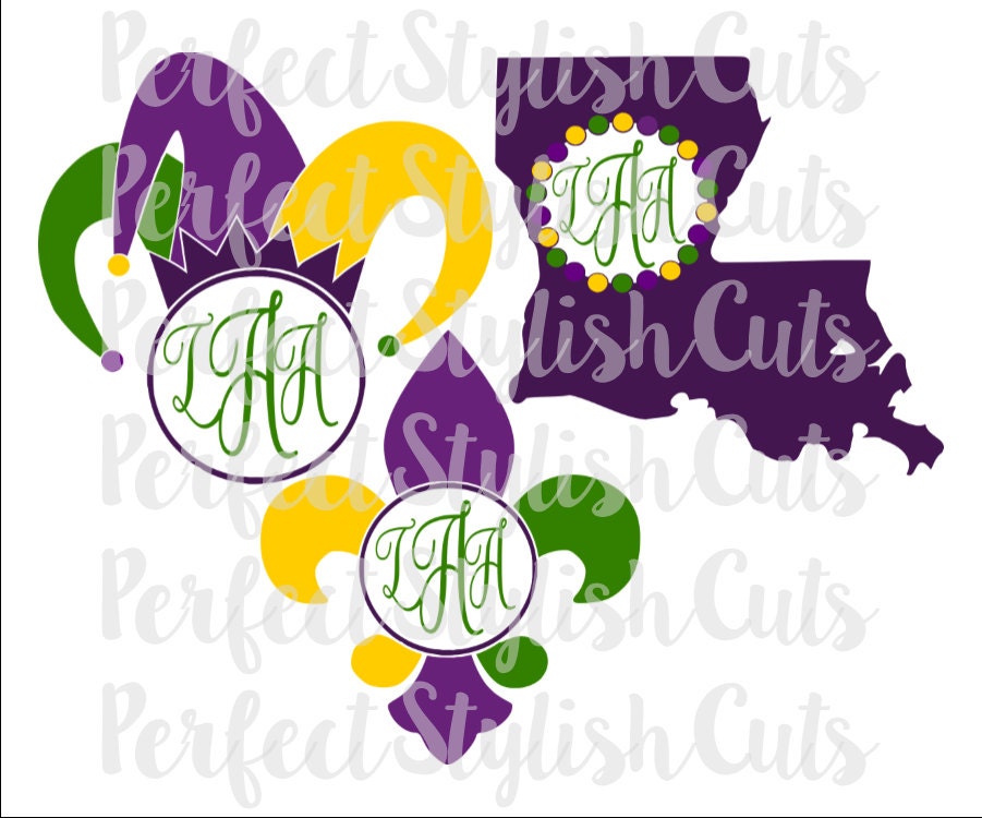 Download Mardi Gras Monogram SVG DXF EPS png Files by PerfectStylishCuts