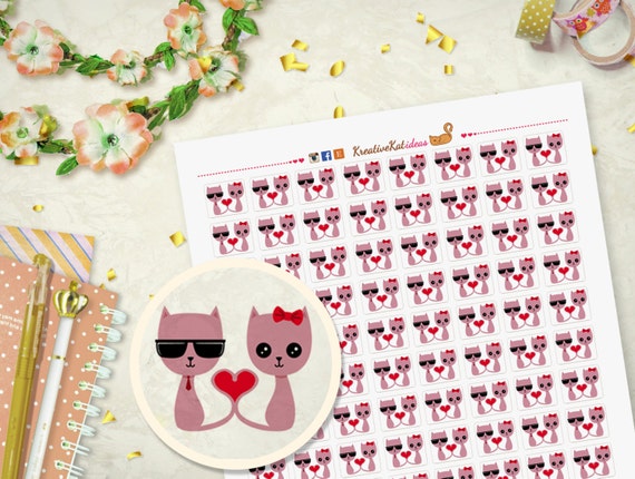 items similar to kitty couple printable stickers for your planners