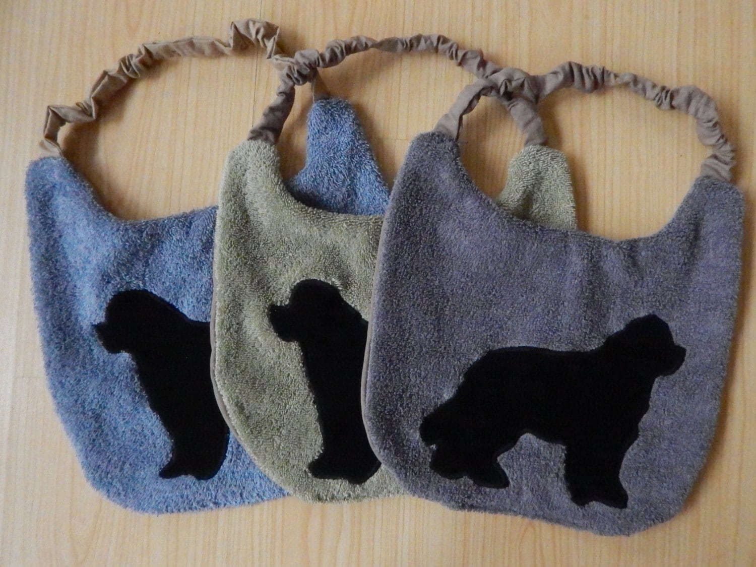 THREE 3 Newfie DOG Drool Bibs CUSTOM Made Newfoundland Dog