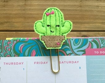 Cute Little Cactus Planner Paper Clip! Succulent Gold Planner Clip Bookmark Stationery Accessory Girly Cactus School Supplies