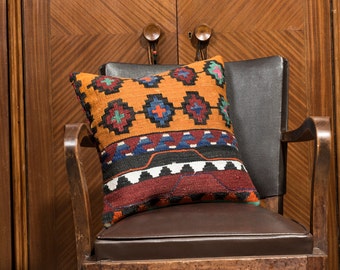 PAYPAL, 16x16 inches, 40x40 cm, Turkish kilim pillow, Decorative pillow, Vintage home decor, Cushion cover, Boho pillow, Kilim rug pillow