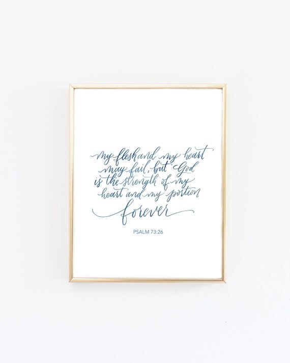 Items similar to Psalm 73 Calligraphy Artwork Bible Verse Quote Digital ...