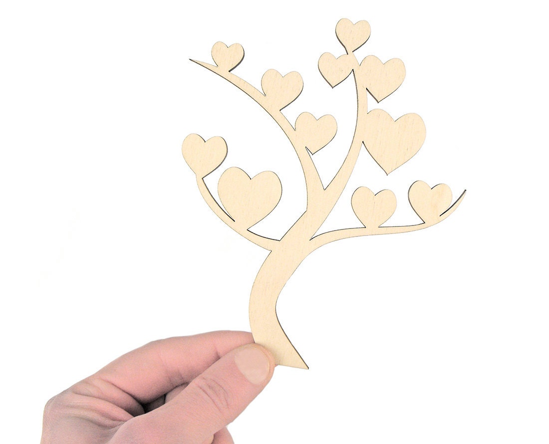Wooden Tree with Hearts (15cm) Shape Art Projects Craft 