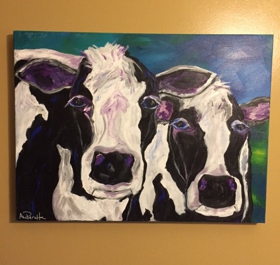 Two Cows 18x24 acrylic painting by Ana Peralta