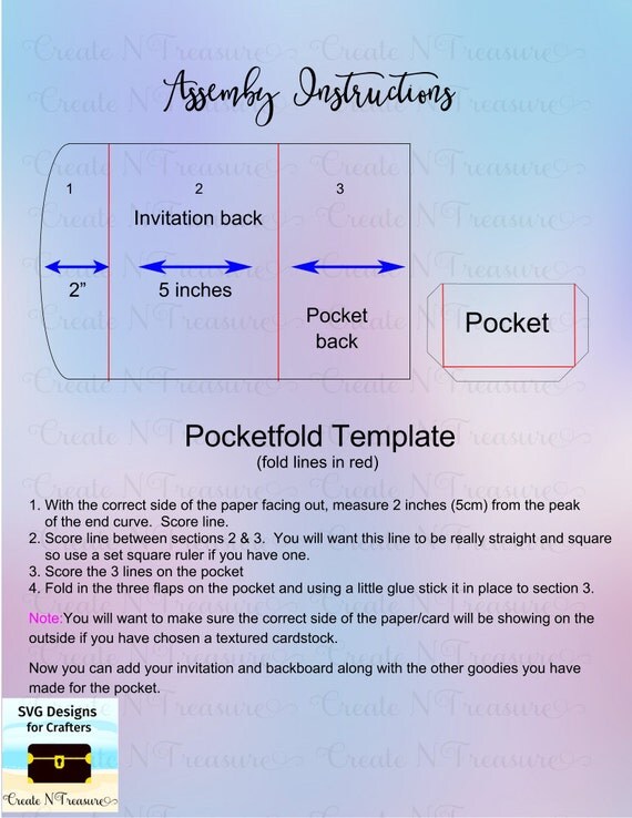 Download Pocketfold Envelope Template 5x7 SVG Wedding Invitation cover