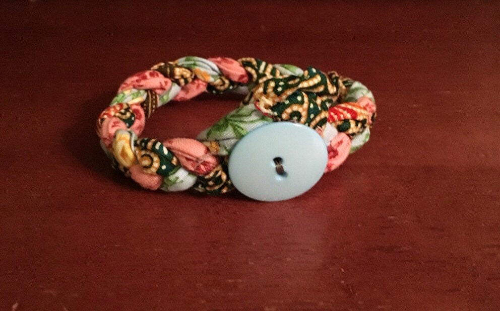 MultiColored Rag Rug Braided Bracelet by DelmarvaLimited on Etsy