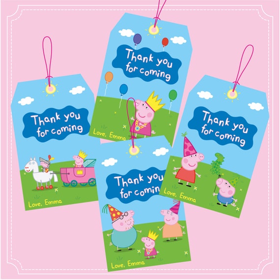 Peppa Pig Thank You Card and Tag Peppa Pig Thank by Stickearte