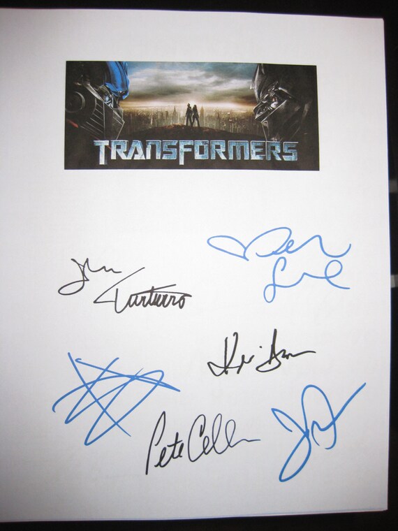 Transformers Signed Movie Film Screenplay Script Autographs