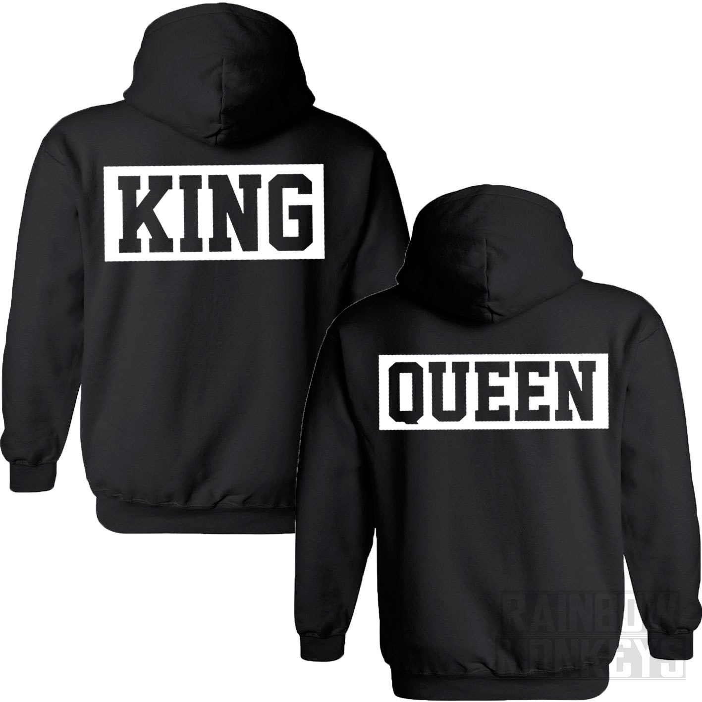 King Queen Hoodies Matching couples Jumpers King and by RMonkeys