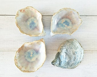 Oyster Shell Jewelry Dish - Handmade Ceramic Ring Holder