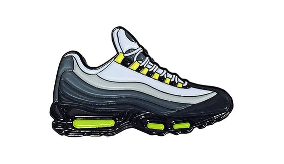 gray and neon green nikes