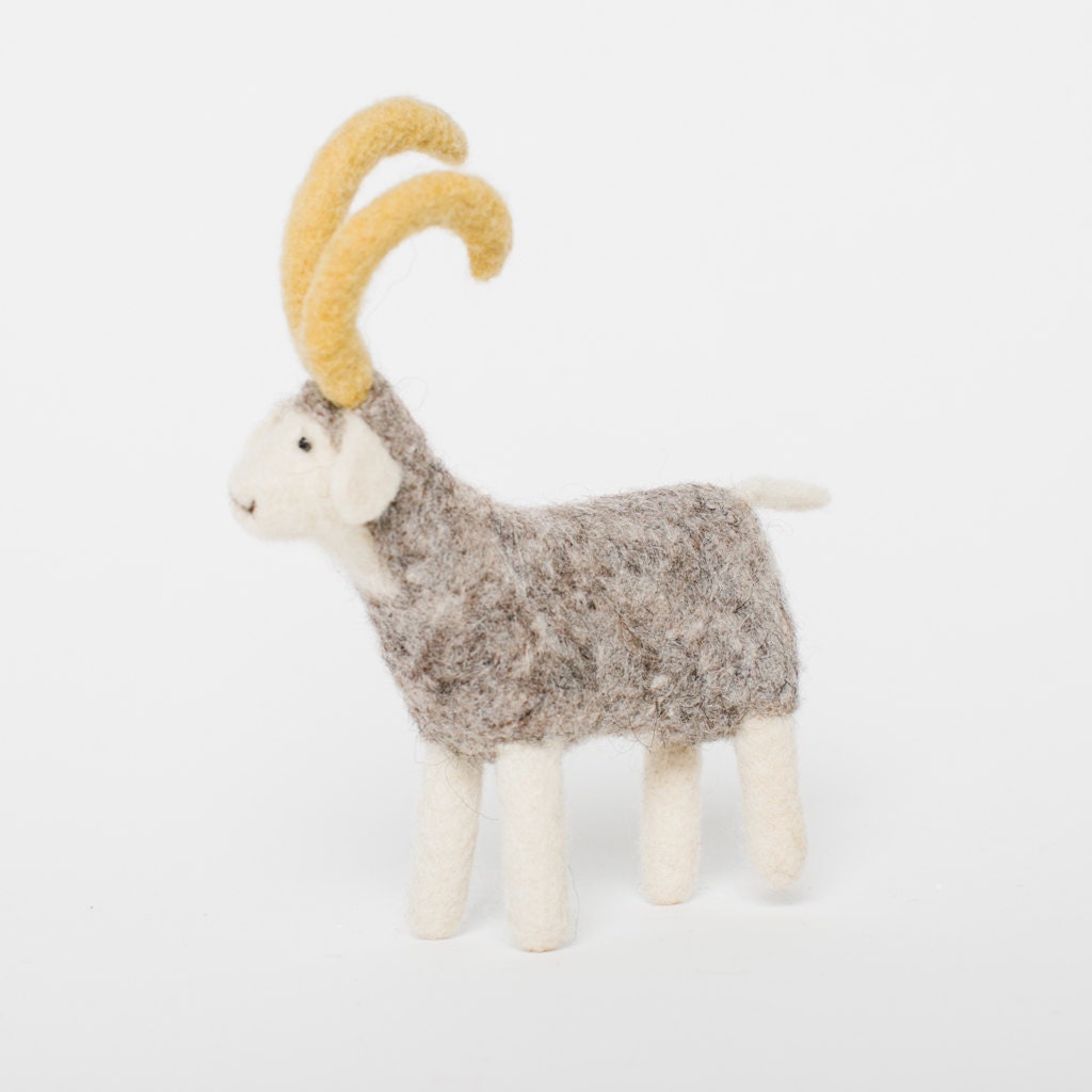 Felt Goat Ornament Fair Trade Mountain Goat Felt Mountain