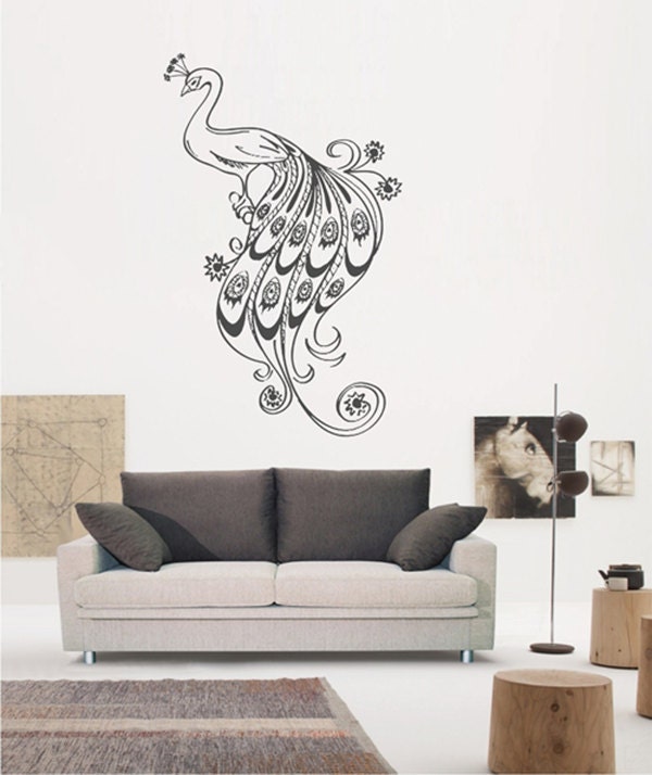 kik1649 Wall Decal Sticker Indian peacock bird living room