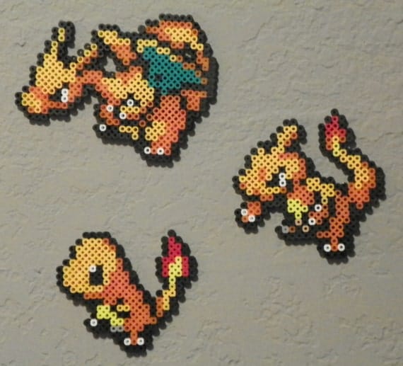 Items similar to Pokemon Perler Evolution Set (Charmander, Charmeleon ...