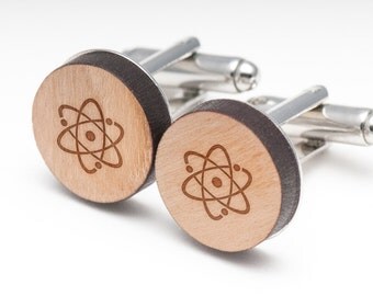 Atomic Orbital Wood Cufflinks Gift For Him, Wedding Gifts, Groomsman Gifts, and Personalized