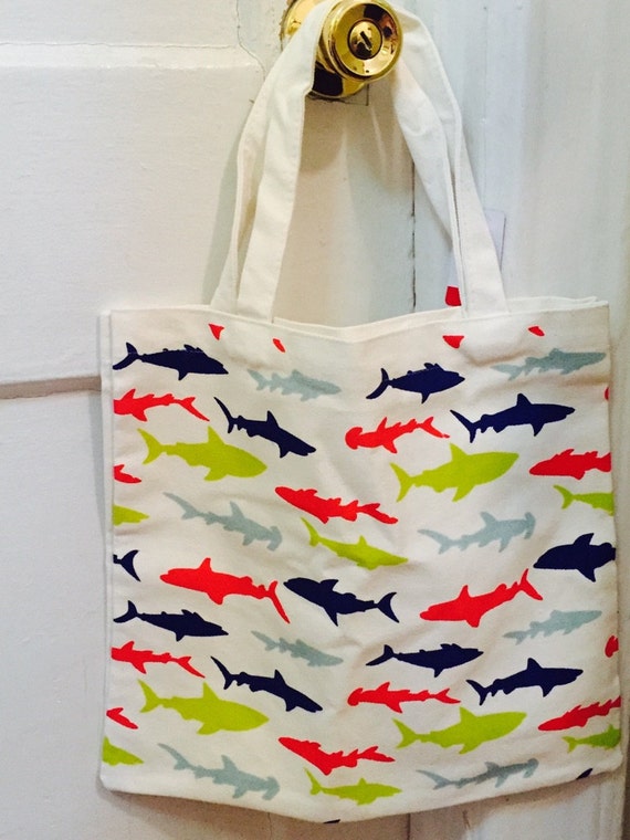 Target Dollar Spot Shark Multi-Colored Canvas Tote Bag