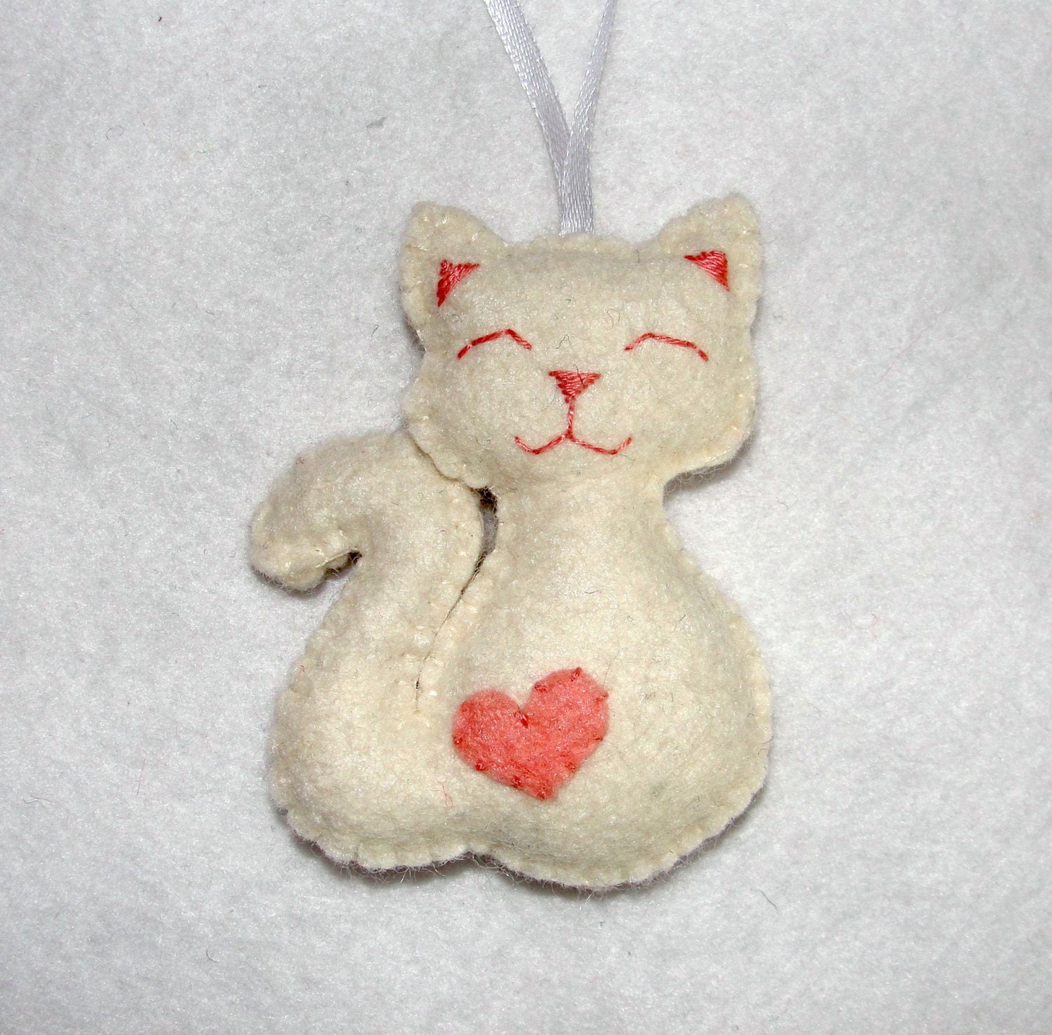 Cute Wool Felt Cat Ornament White Cat Ornament Decor