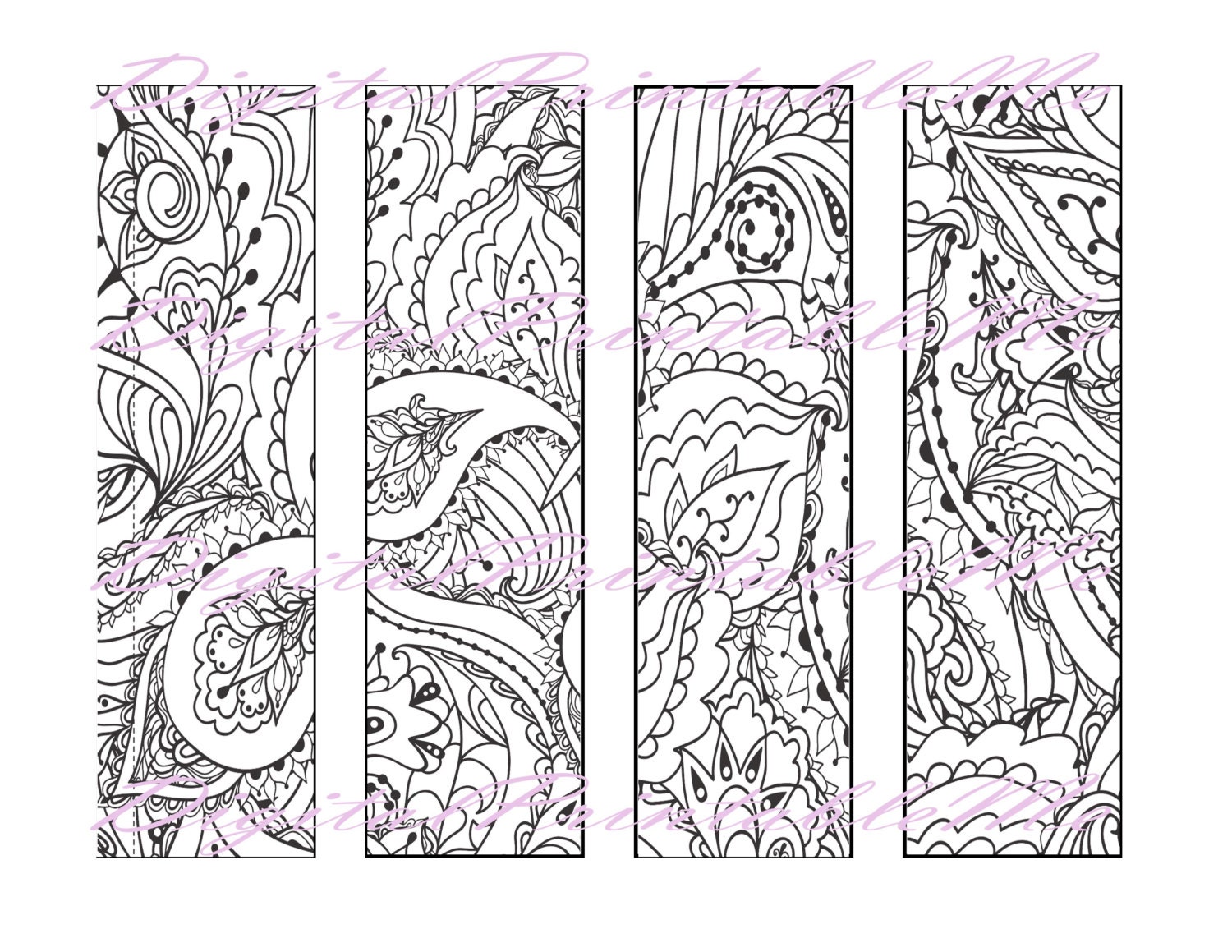 printable bookmark coloring page book mark adult instant