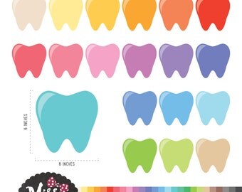 26 Colors Tooth Clipart. Teeth Clipart - Instant Download