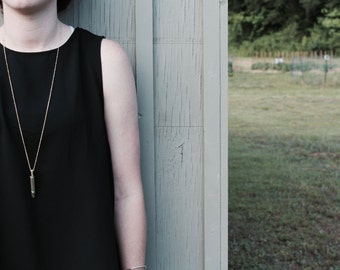 Maelin No. 1 // Contemporary Bullet Casing + Multi Colored Stone Necklace