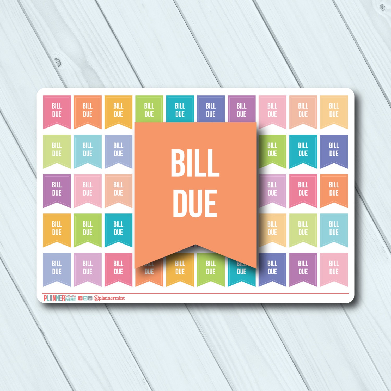 Bill Due Planner Stickers Essentials Flags Erin Condren